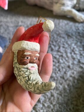 Hand-Painted Santa /Crescent Moon ornament-African American Santa